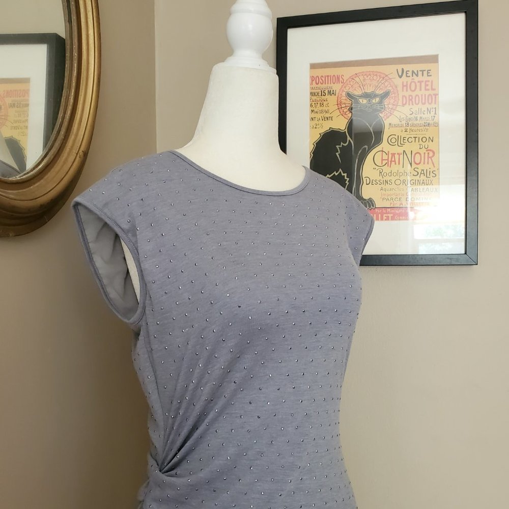 Rebecca Taylor RARE Gray Dress - Nailhead Sheath Dress Size Small Like New - Picture 8 of 16